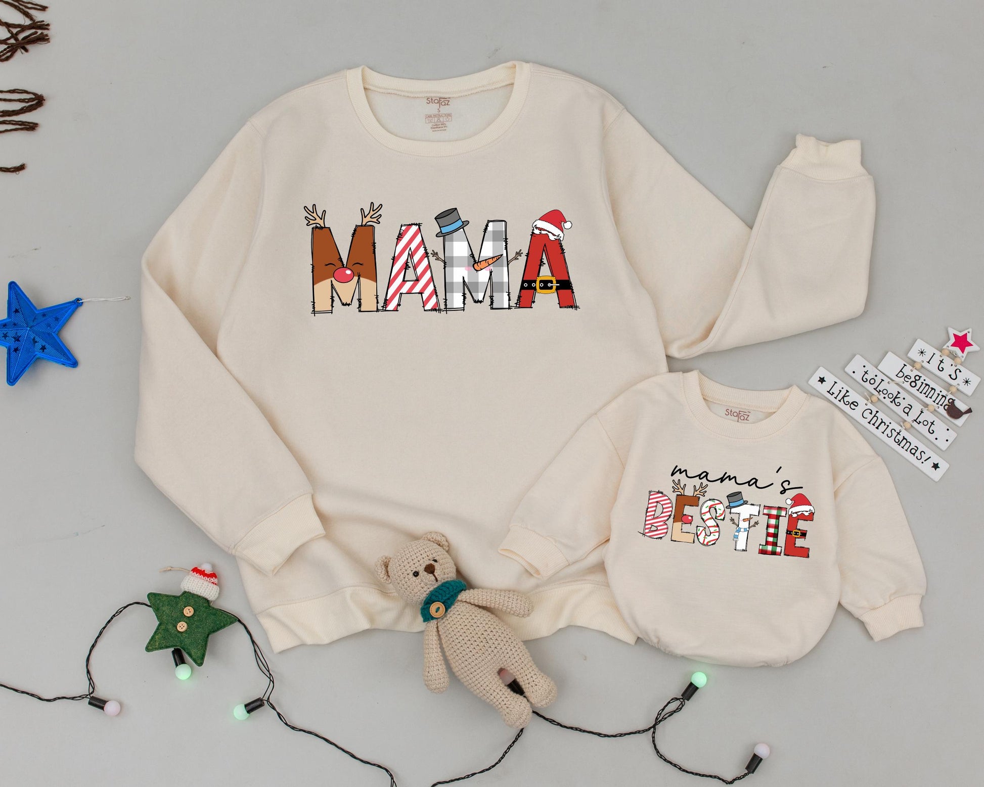 Vintage Christmas Matching Sweaters: Mama & Mini Family Outfit