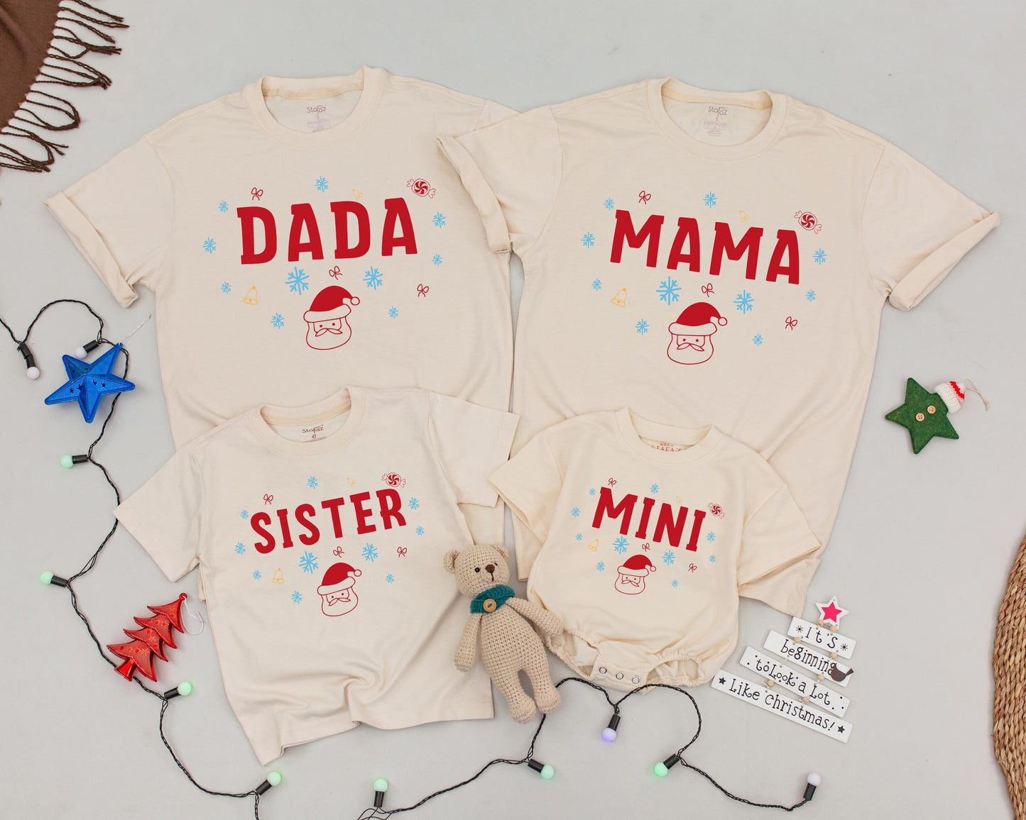 Retro Personalized Christmas Shirts: Matching Family & Baby's First