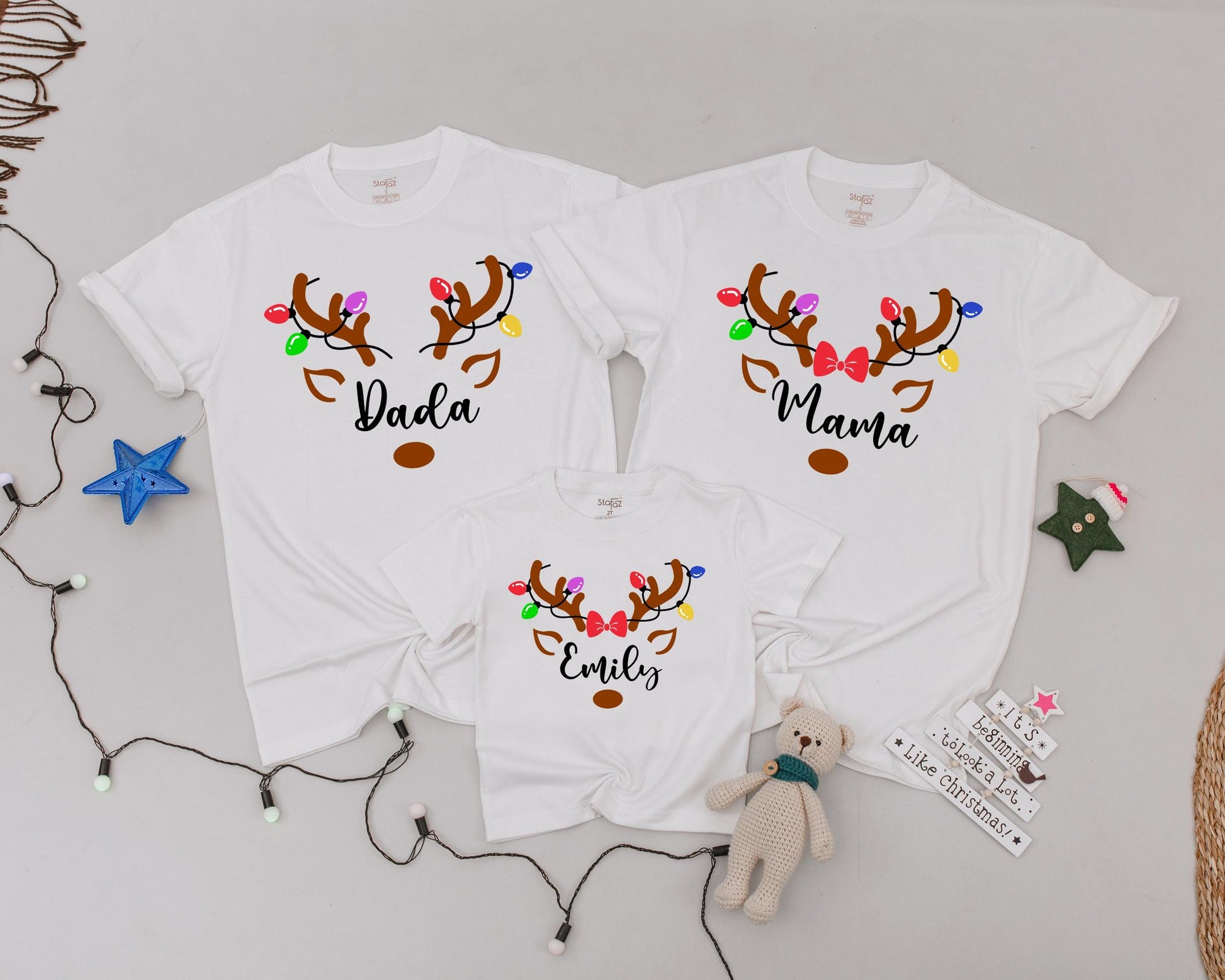 Matching Reindeer Christmas Shirts: Personalized Family Holiday Outfit