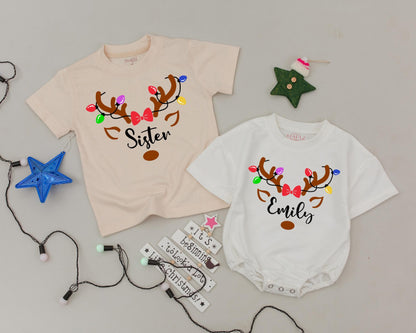 Matching Reindeer Christmas Shirts: Personalized Family Holiday Outfit