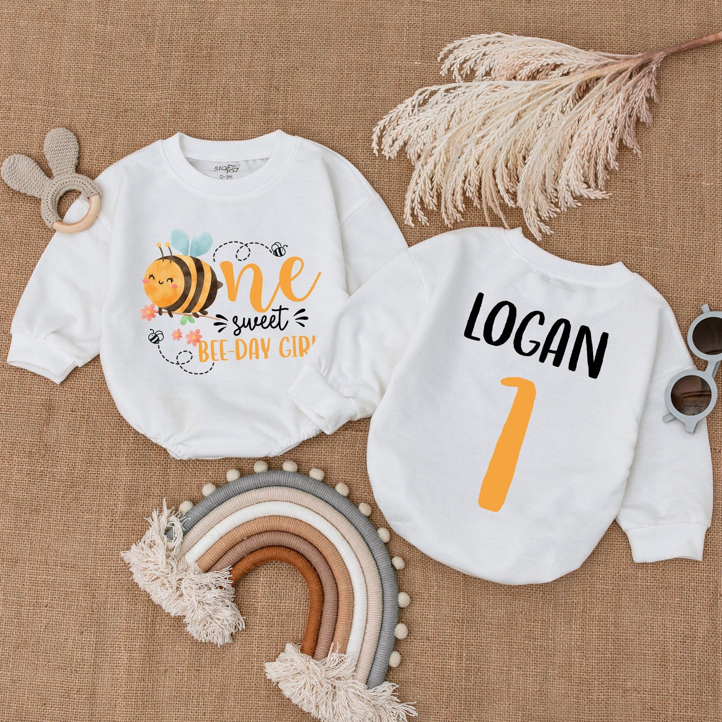 Custom One Sweet Bee-day Girl Baby Romper, 1st Birthday Outfit, Honey Bee Baby Girl Clothes, First Bee Day Bodysuit, Cute Baby Gift