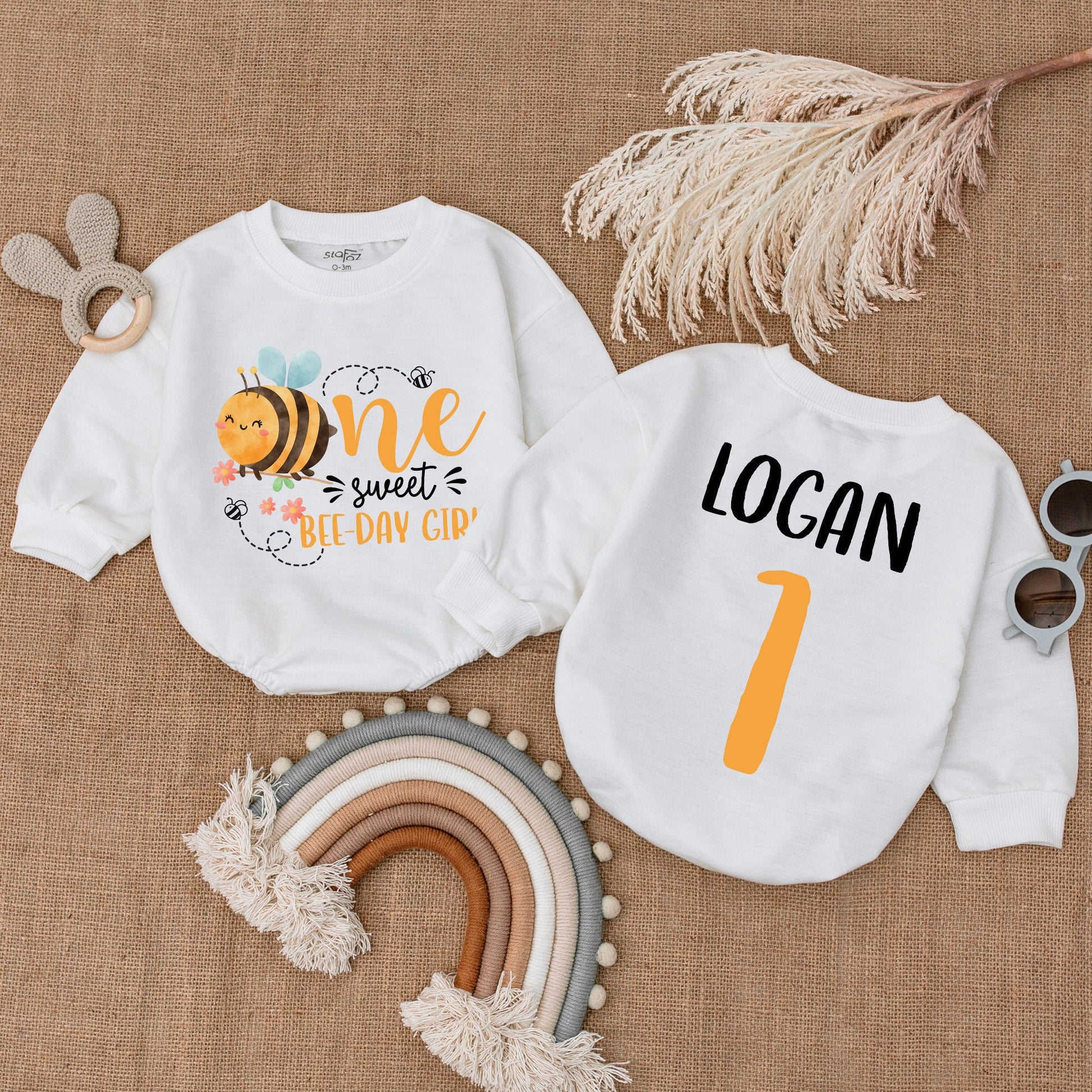 Custom One Sweet Bee-day Girl Baby Romper, 1st Birthday Outfit, Honey Bee Baby Girl Clothes, First Bee Day Bodysuit, Cute Baby Gift