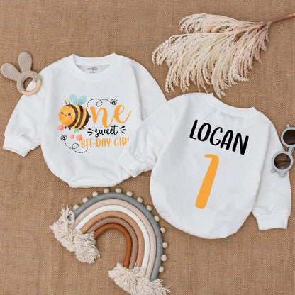Custom One Sweet Bee-day Girl Baby Romper, 1st Birthday Outfit, Honey Bee Baby Girl Clothes, First Bee Day Bodysuit, Cute Baby Gift