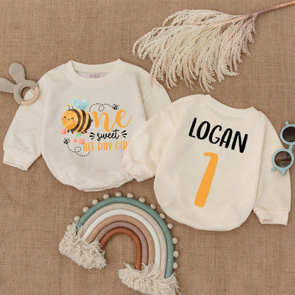 Custom One Sweet Bee-day Girl Baby Romper, 1st Birthday Outfit, Honey Bee Baby Girl Clothes, First Bee Day Bodysuit, Cute Baby Gift