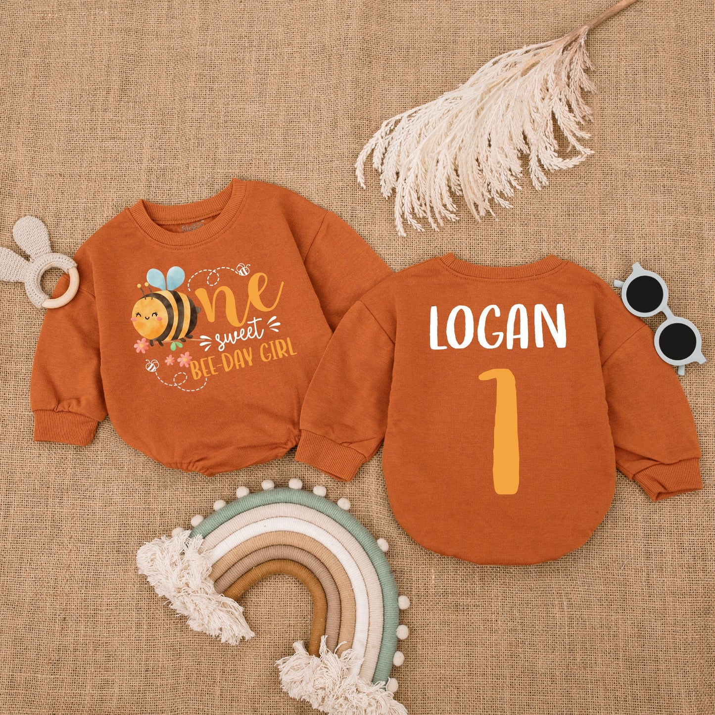 Custom One Sweet Bee-day Girl Baby Romper, 1st Birthday Outfit, Honey Bee Baby Girl Clothes, First Bee Day Bodysuit, Cute Baby Gift