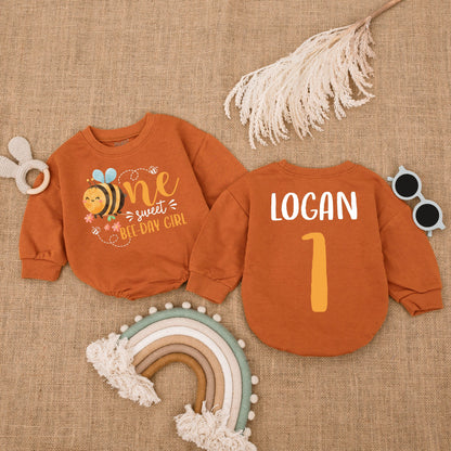 Custom One Sweet Bee-day Girl Baby Romper, 1st Birthday Outfit, Honey Bee Baby Girl Clothes, First Bee Day Bodysuit, Cute Baby Gift