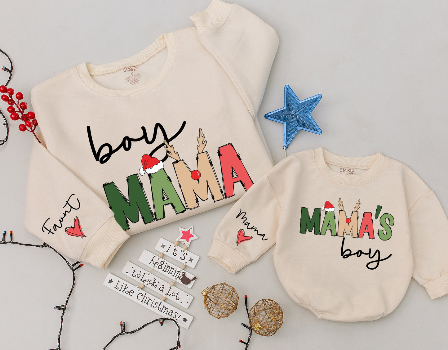 Personalized Mama & Boy Matching Sweatshirt Set - Perfect Gift