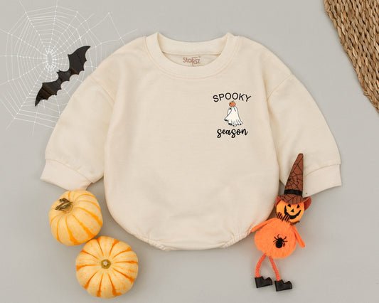 Baby's First Spooky Season: Cute Ghost & Pumpkin Halloween Romper