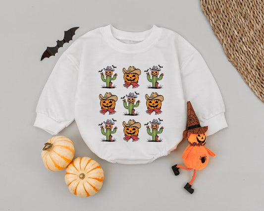 Western Baby Pumpkin Romper: First Halloween Bodysuit Outfit  