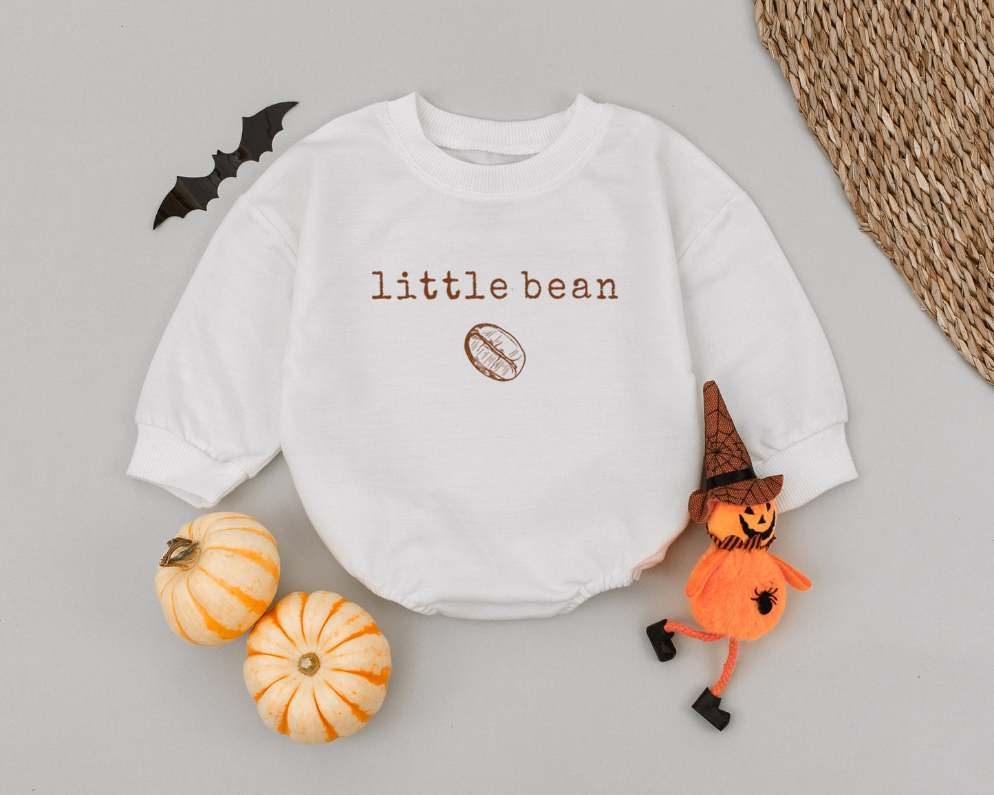 Retro Little Bean Coffee Baby Romper: Vintage-Inspired Newborn Outfit for Baby's First Birthday or Baby Shower Gift! Soft & Cozy Bubble Romper