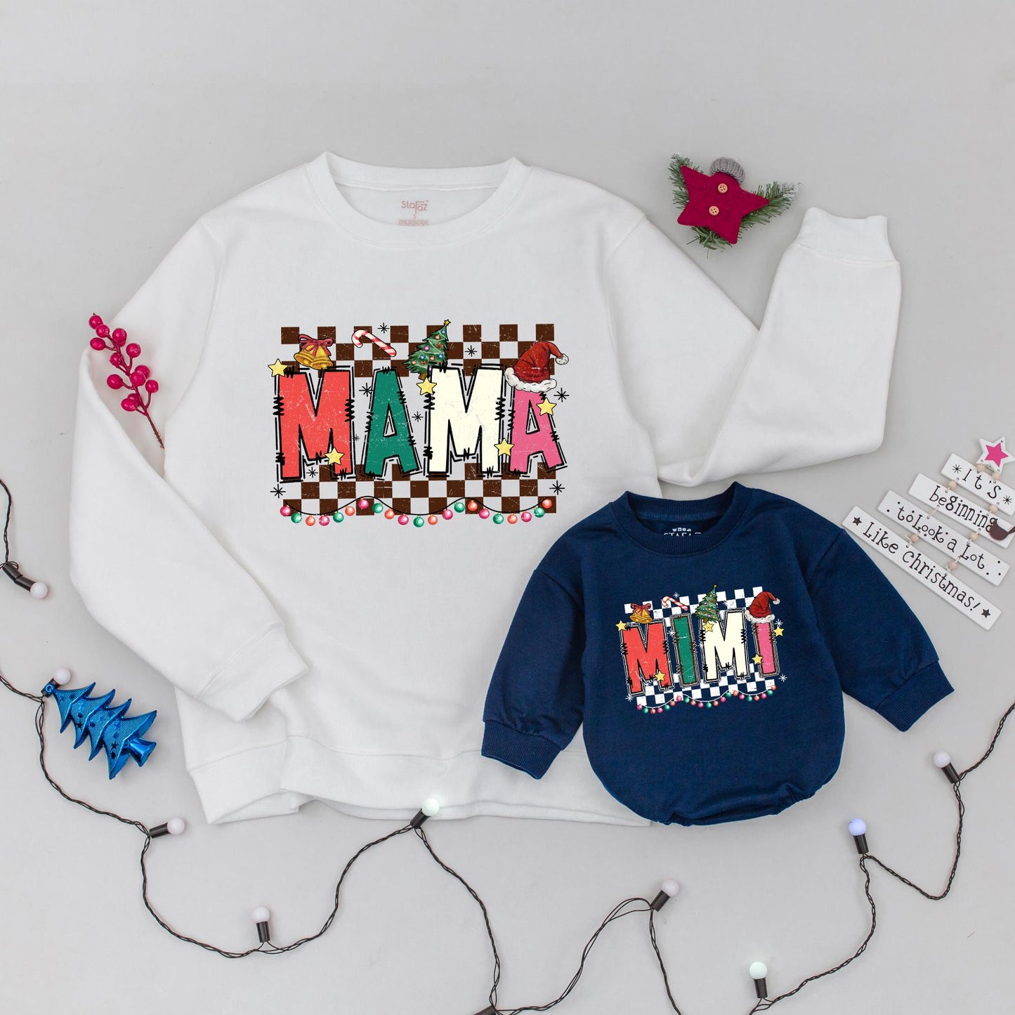 Trendy Family Christmas Shirts: Retro Mama & Mini Matching Sweaters