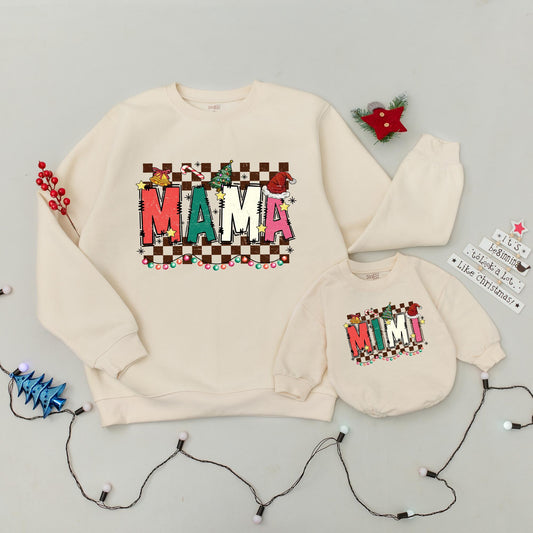 Trendy Family Christmas Shirts: Retro Mama & Mini Matching Sweaters