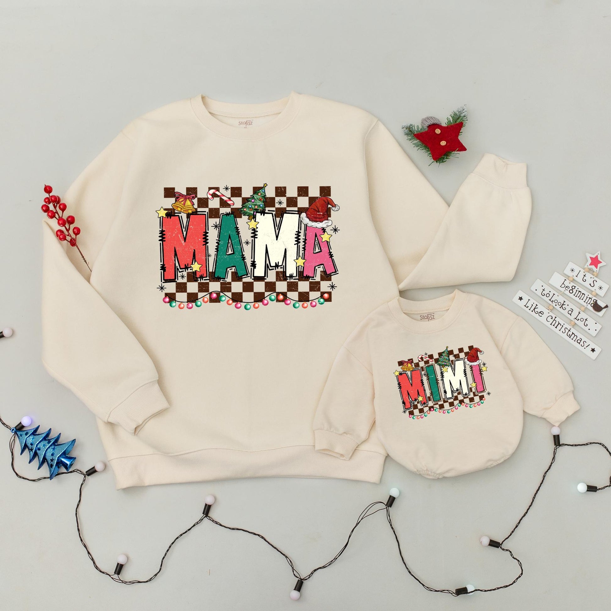 Trendy Family Christmas Shirts: Retro Mama & Mini Matching Sweaters
