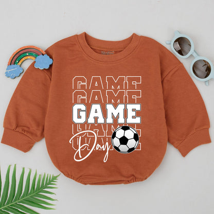 Game Day Soccer Romper Baby Boy Outfit Future Soccer Star Gift Block Print Bodysuit Newborn Clothes Father's Day Soccer Buddy Jumpsuit 130-140 Chars