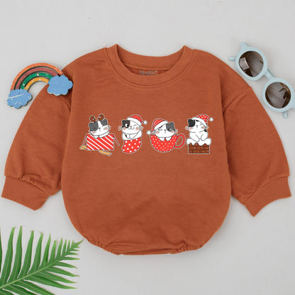 Cute Christmas Cat Romper for Baby Girl 1st Christmas Outfit Cozy Newborn Xmas Clothes Gift Idea
