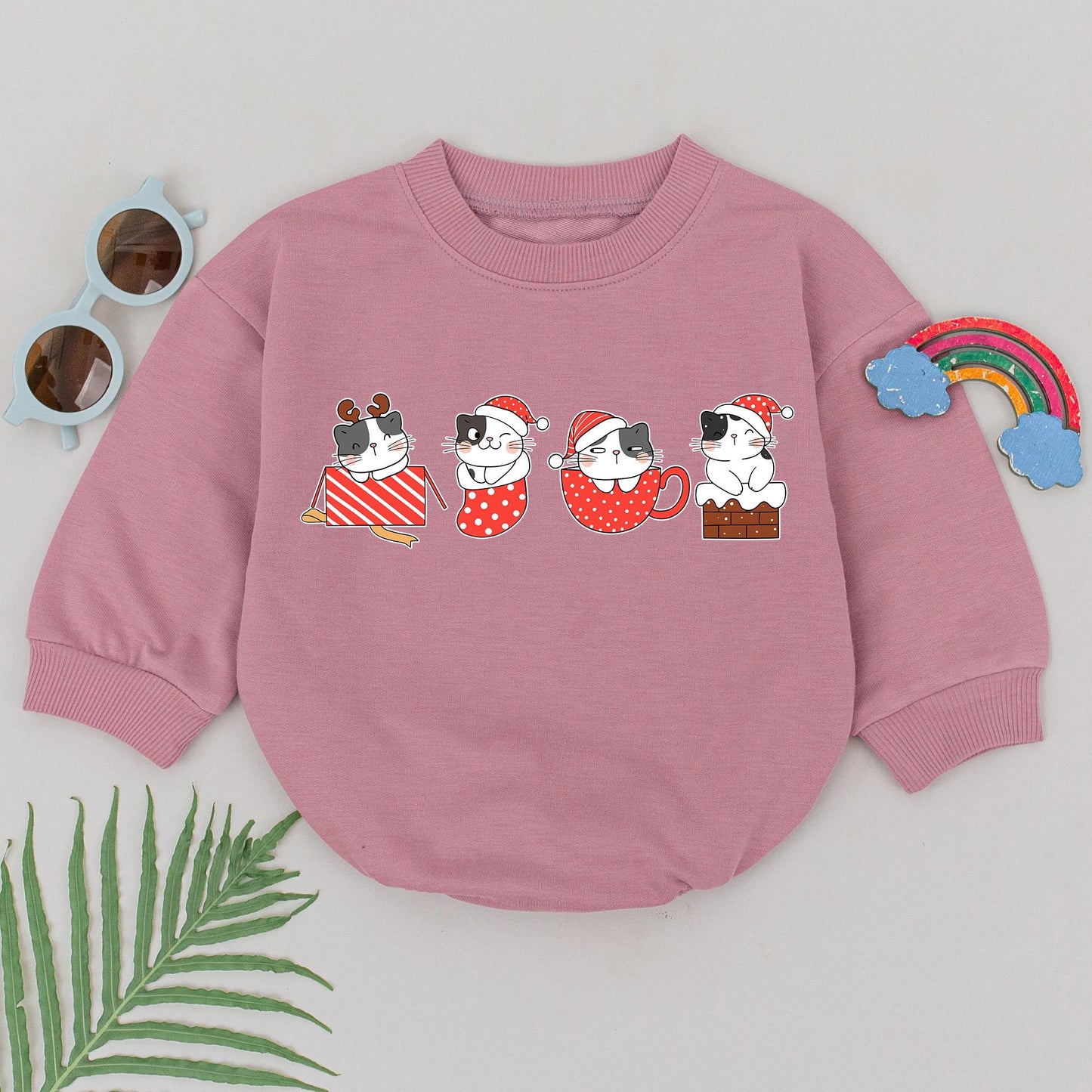 Cute Christmas Cat Romper for Baby Girl 1st Christmas Outfit Cozy Newborn Xmas Clothes Gift Idea