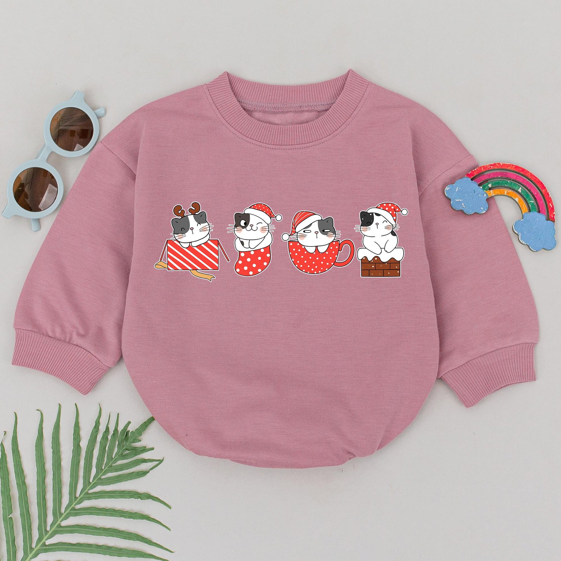 Cute Christmas Cat Romper for Baby Girl 1st Christmas Outfit Cozy Newborn Xmas Clothes Gift Idea