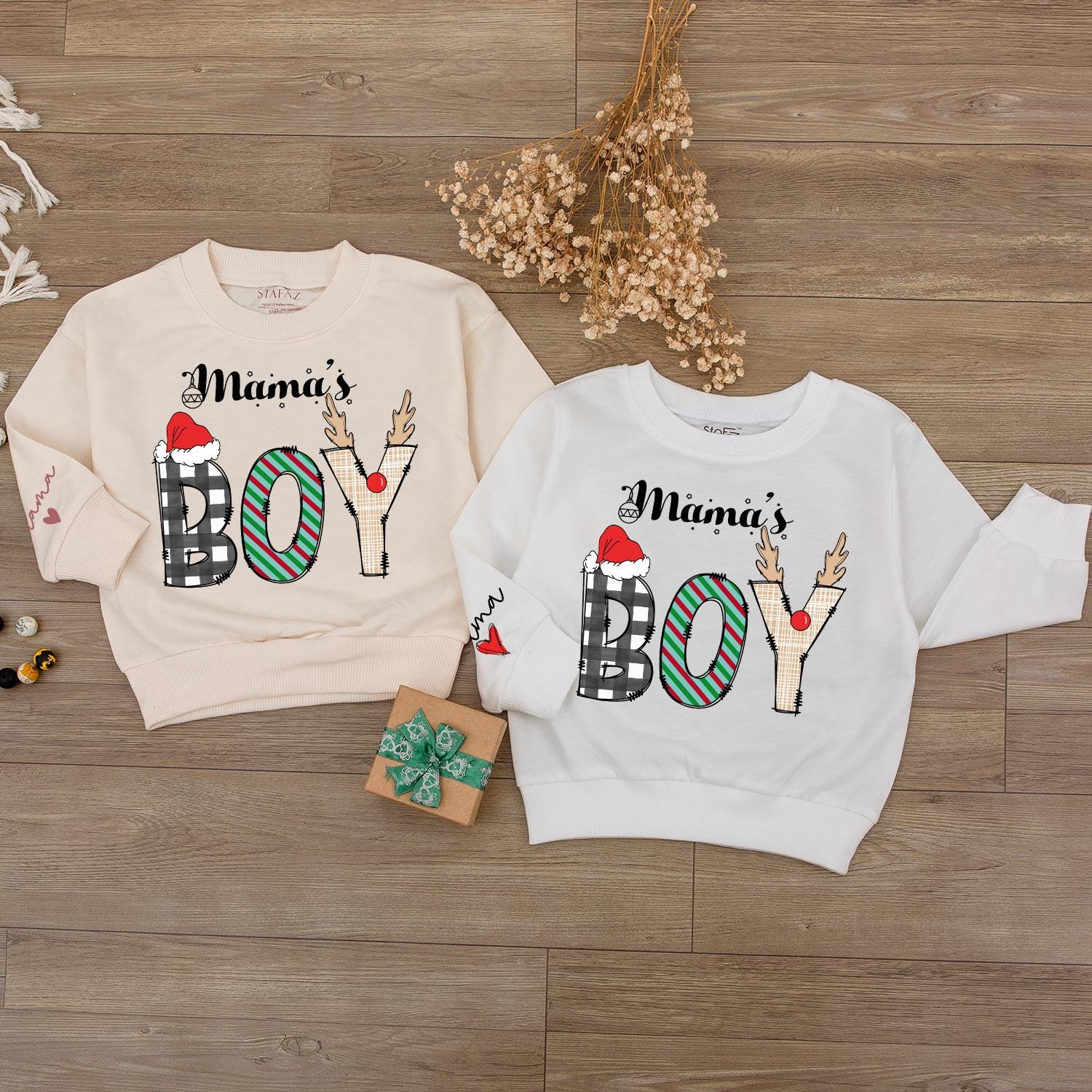 Mama & Mama's Boy Christmas Romper - Newborn Outfit & Family Tee