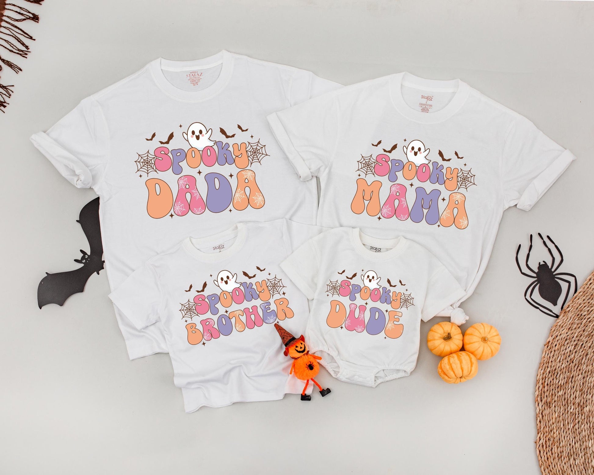 Matching Retro Halloween Shirts: Spooky Family & Baby Outfits