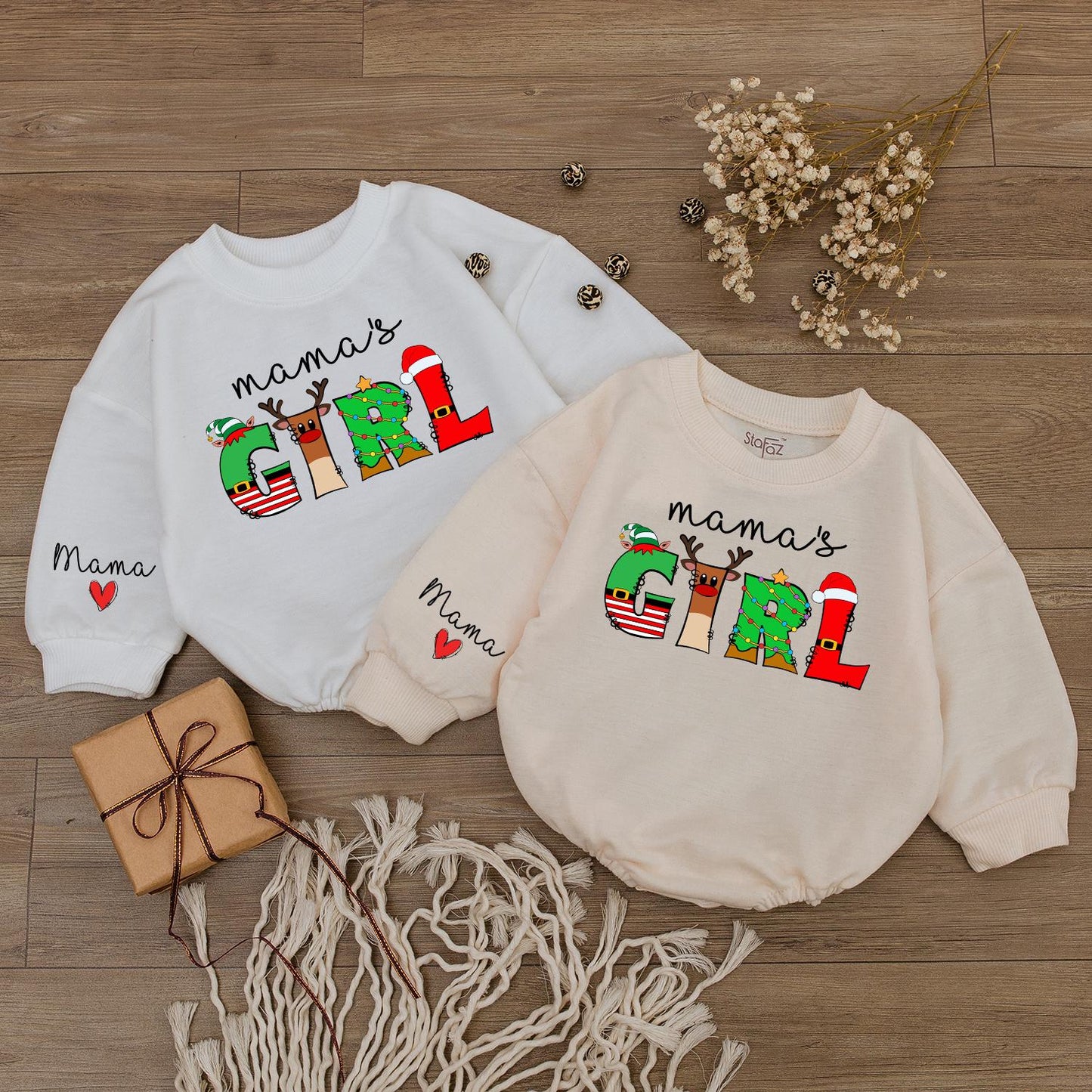 Retro Mom & Me Matching Christmas Outfit - Baby's 1st Xmas Romper