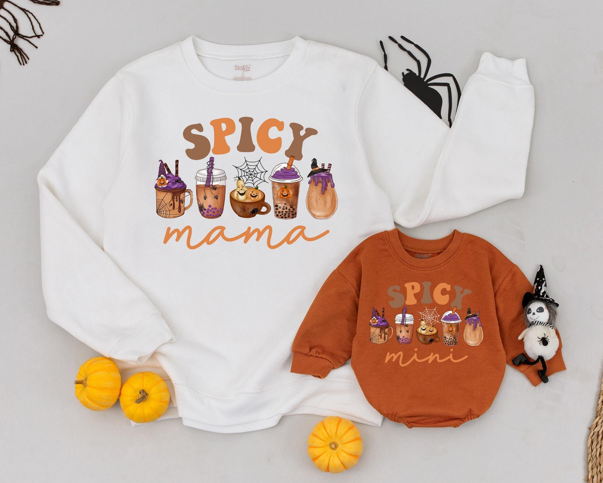 Matching Retro Halloween Sweatshirts, Mama and Mini Spooky Outfits