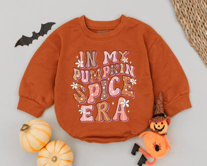 Pumpkin Spice Baby Romper & Retro Toddler Outfit - Halloween & Fall