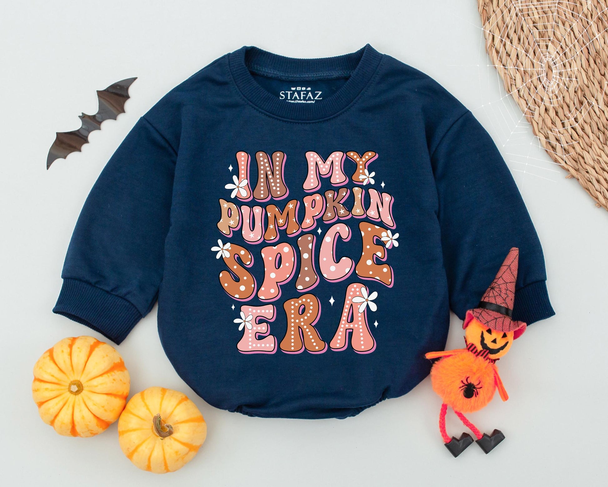 Pumpkin Spice Baby Romper & Retro Toddler Outfit - Halloween & Fall