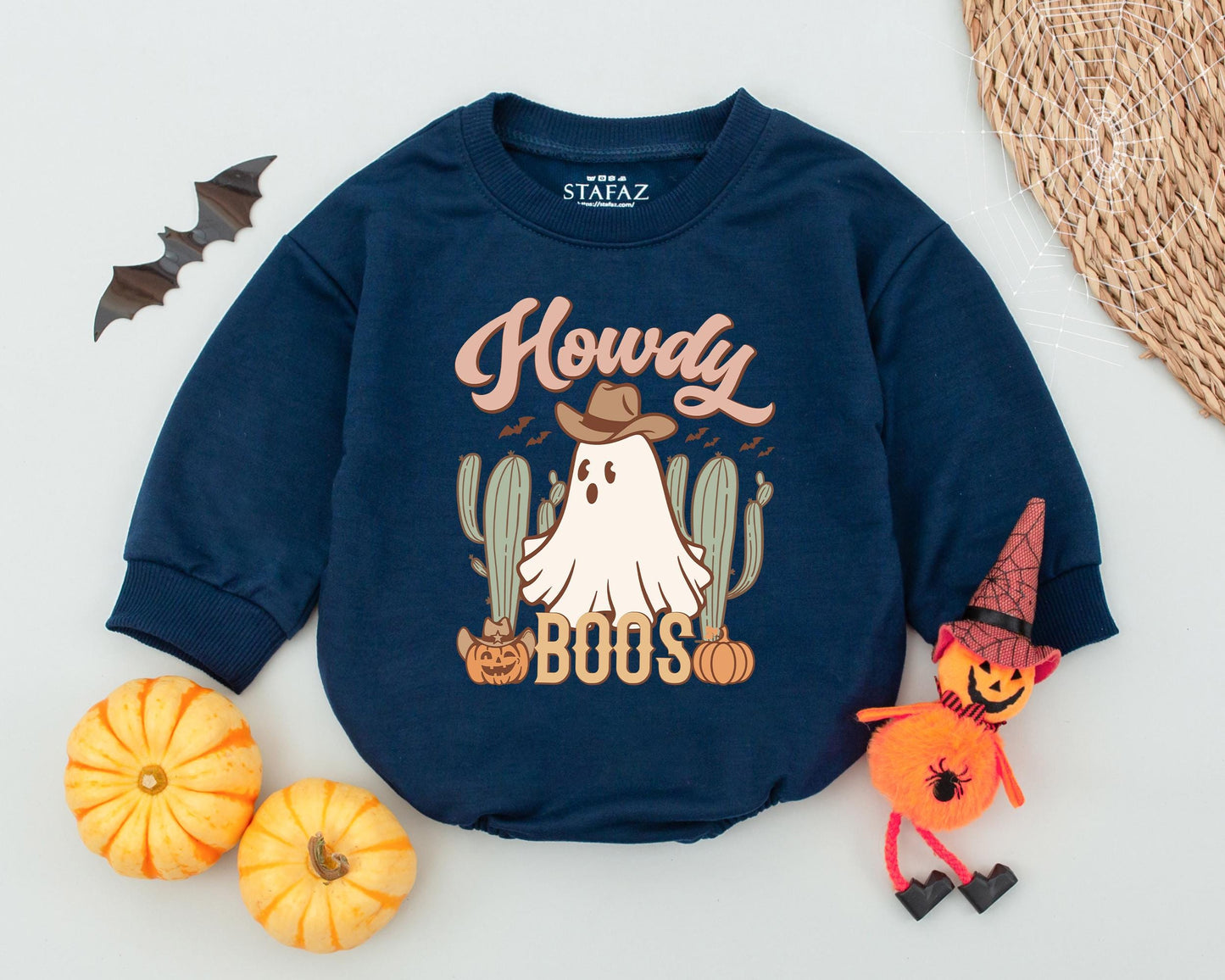 Retro Western Ghost Halloween Baby Romper - Cute Newborn Gift