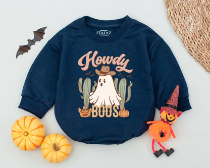 Retro Western Ghost Halloween Baby Romper - Cute Newborn Gift