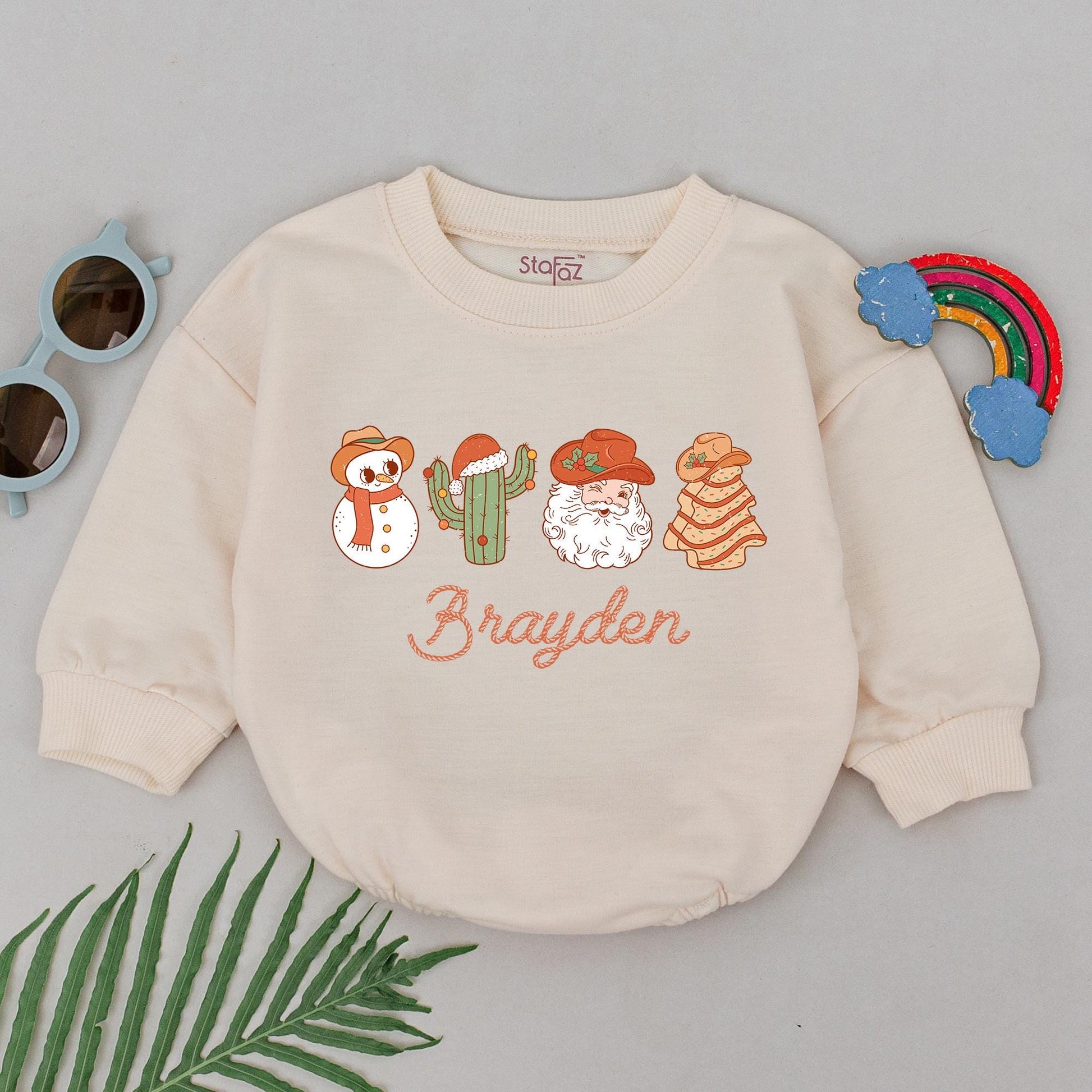 Custom Western Christmas Romper: 1st Holiday Outfit for Babies