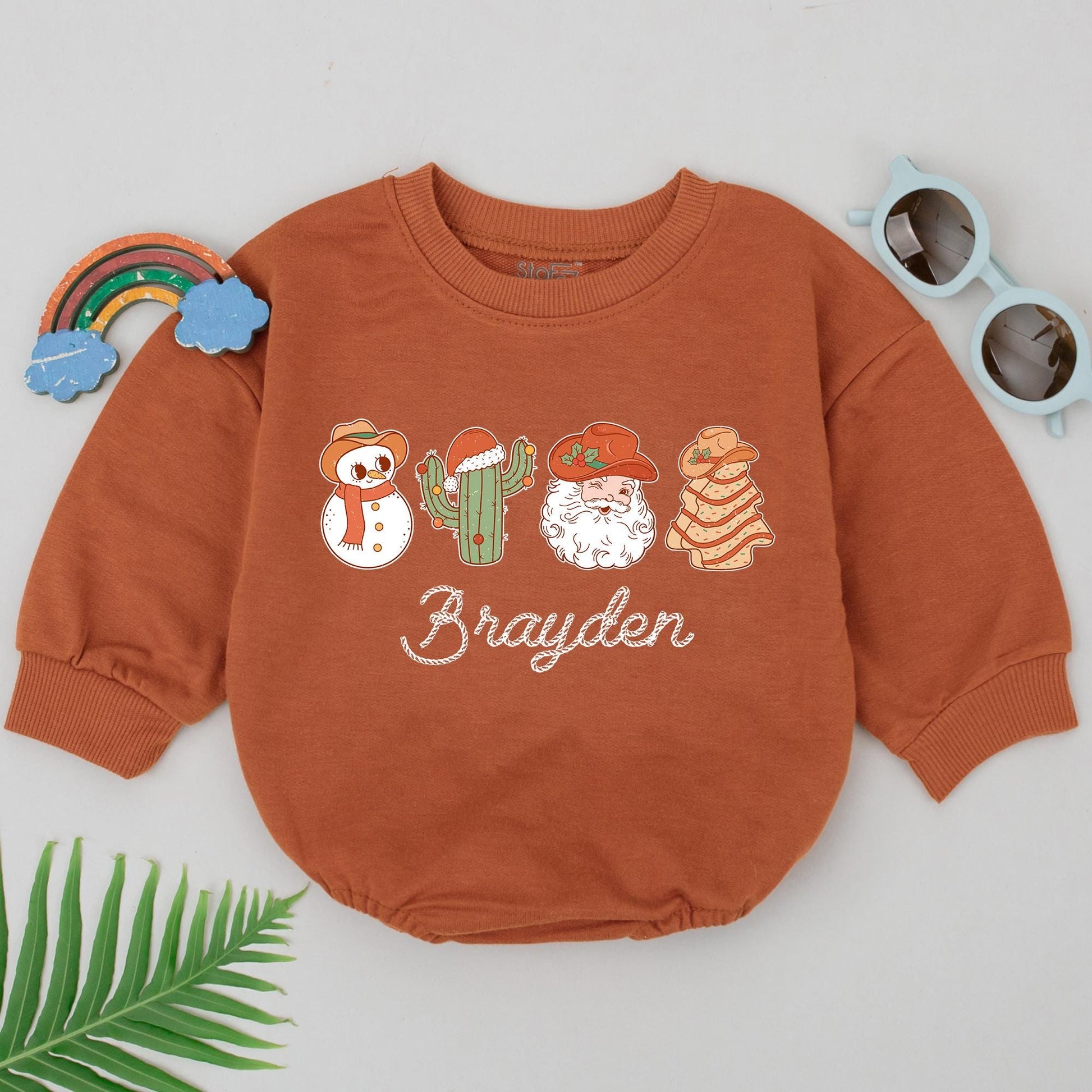 Custom Western Christmas Romper: 1st Holiday Outfit for Babies