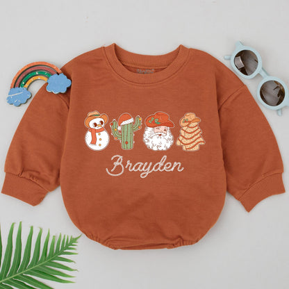 Custom Western Christmas Romper: 1st Holiday Outfit for Babies