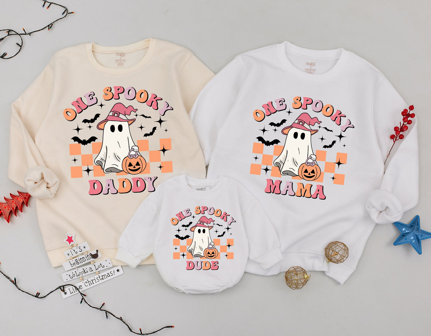 Retro Ghost Halloween Sweatshirt, Personalized Spooky Family Apparel