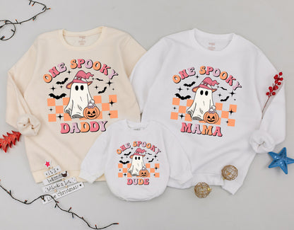 Retro Ghost Halloween Sweatshirt, Personalized Spooky Family Apparel