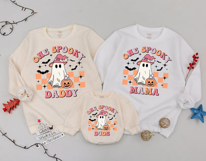 Retro Ghost Halloween Sweatshirt, Personalized Spooky Family Apparel