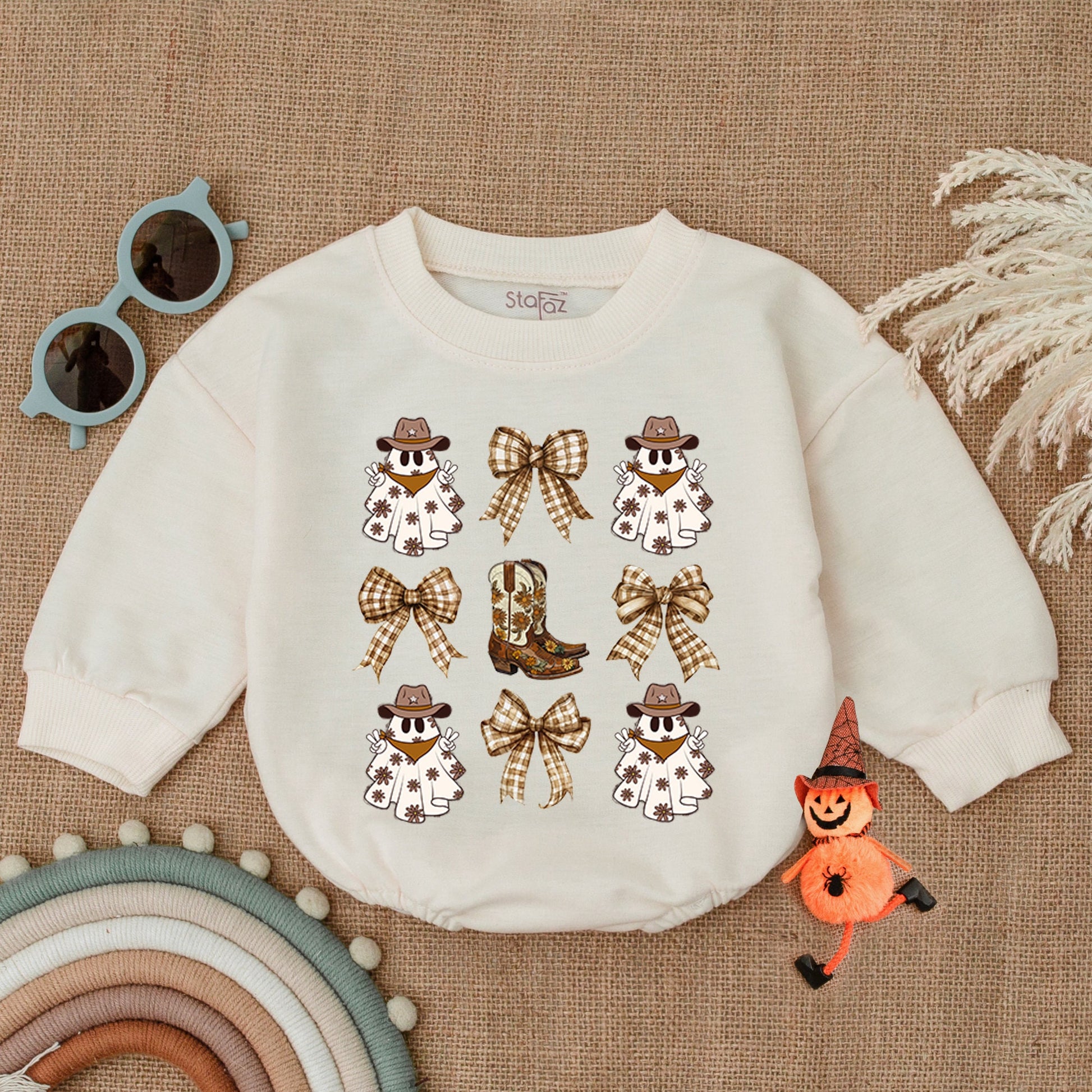 Cowgirl Ghost Baby Romper - Spooky Halloween Bodysuit Gift