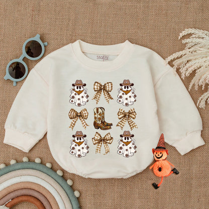Cowgirl Ghost Baby Romper - Spooky Halloween Bodysuit Gift