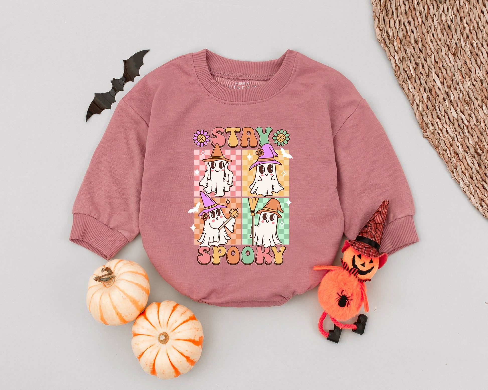 Groovy Retro Ghost Bubble Romper - Perfect for Baby’s First Halloween  