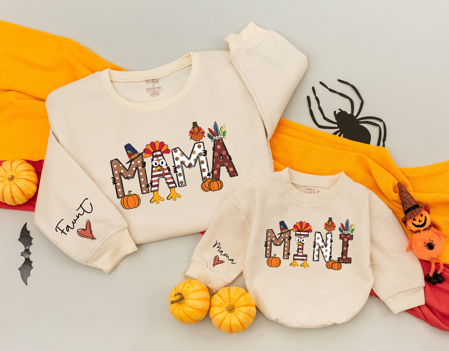 Mom and Baby Matching Thanksgiving Fall Sweaters, Personalized Gifts