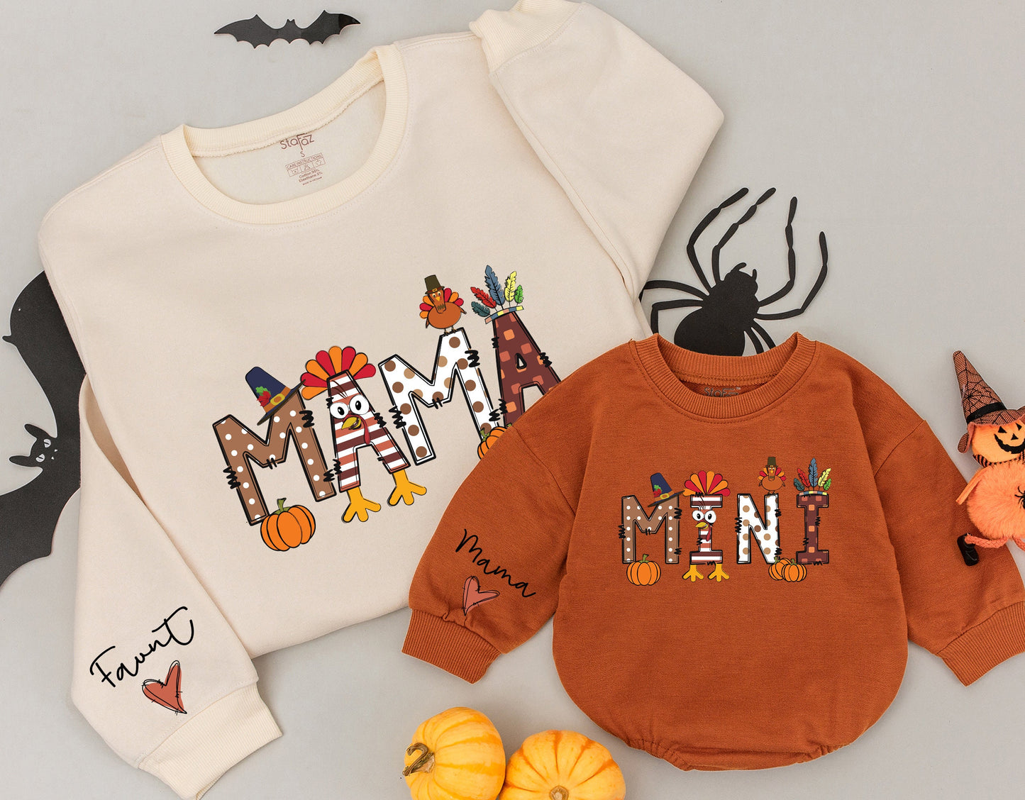 Mom and Baby Matching Thanksgiving Fall Sweaters, Personalized Gifts