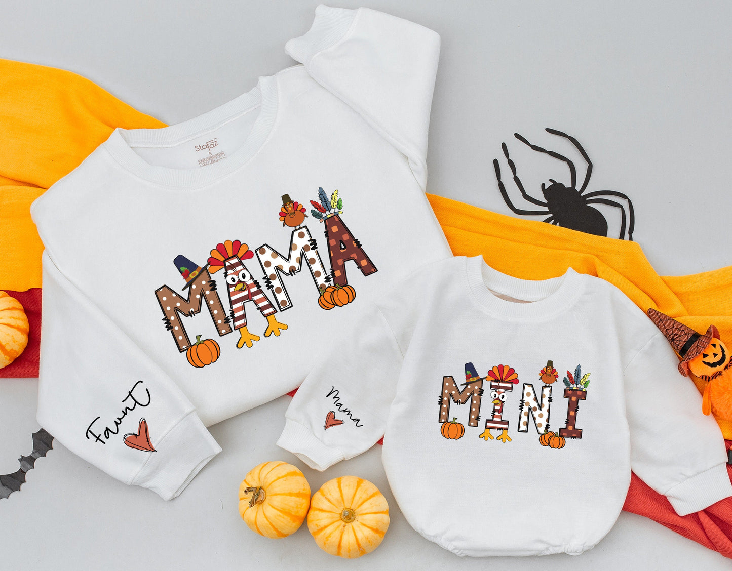 Mom and Baby Matching Thanksgiving Fall Sweaters, Personalized Gifts