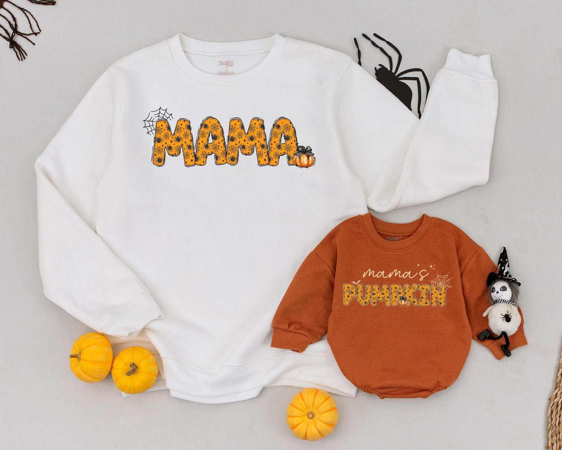 Pumpkin Family Fall Sweatshirts: Matching Mom and Baby Halloween Outfit