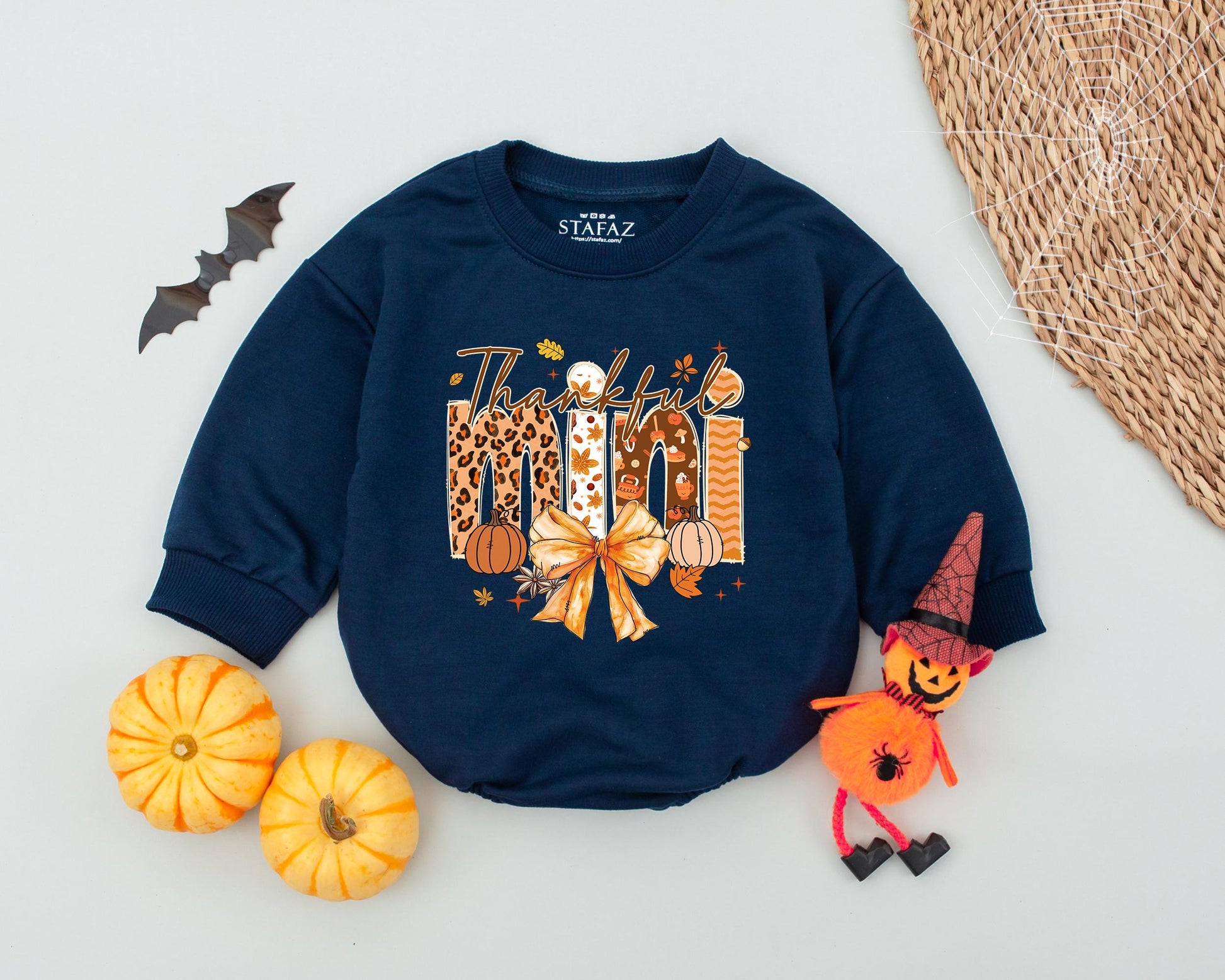 Retro Thanksgiving Mom & Me Sweaters: Coquette Fall Baby Romper