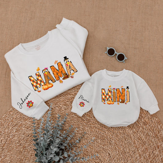Mom and Mini Thanksgiving Sweaters, Custom Family Fall Outfits