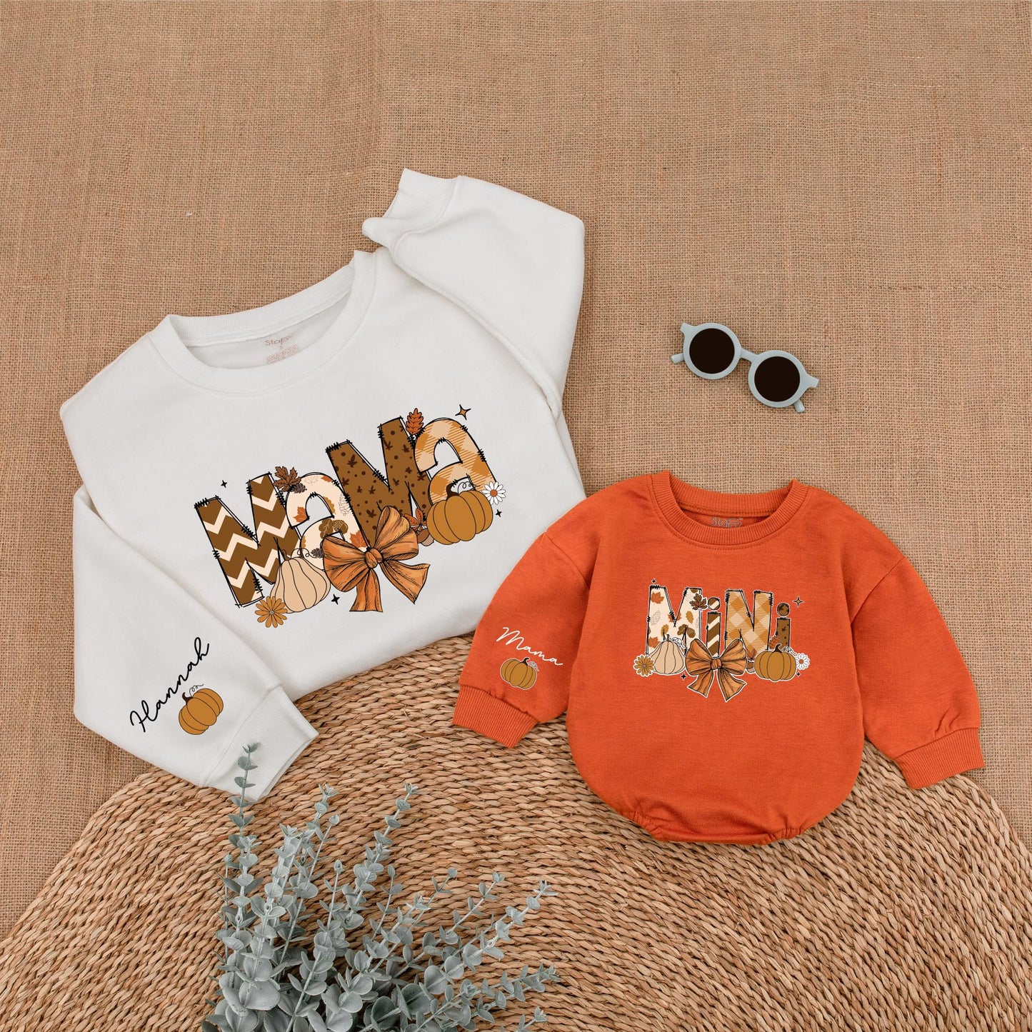 Matching Mommy & Me Fall Sweatshirts - Custom Name Thanksgiving Set