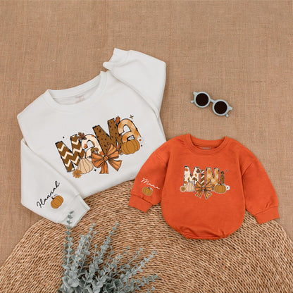 Matching Mommy & Me Fall Sweatshirts - Custom Name Thanksgiving Set