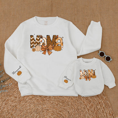 Matching Mommy & Me Fall Sweatshirts - Custom Name Thanksgiving Set