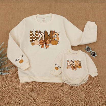 Matching Mommy & Me Fall Sweatshirts - Custom Name Thanksgiving Set