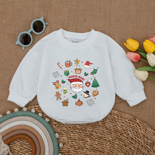 Vintage Santa Baby Romper: First Christmas Outfit & Gift Set
