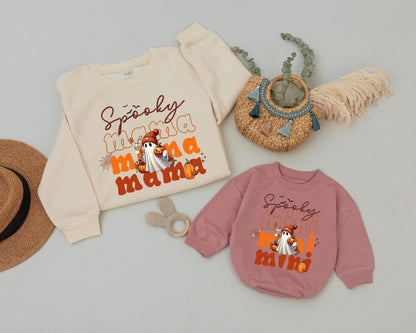 Retro Halloween Family Sweater: Cute Ghosts for Mom and Baby